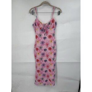 Pretty Garbage Floral Midi Dress Women S Pink Milk Maid Peasant Hippie Preppy